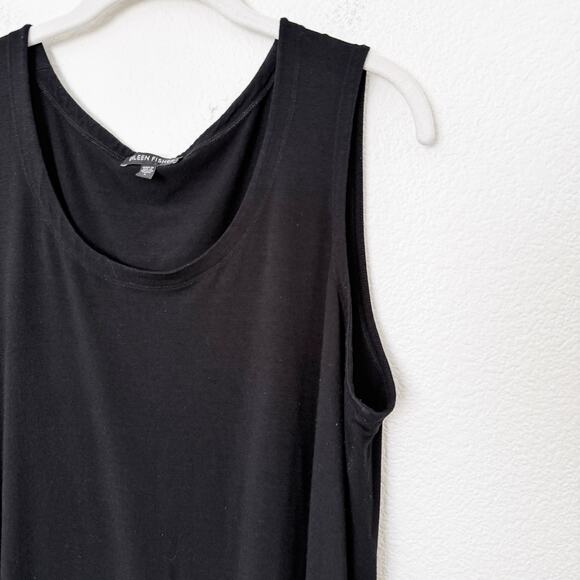 [Eileen Fisher] Black Sleeveless Scoop Neck Basic Tank Top Classic Size Large L - Picture 8 of 10